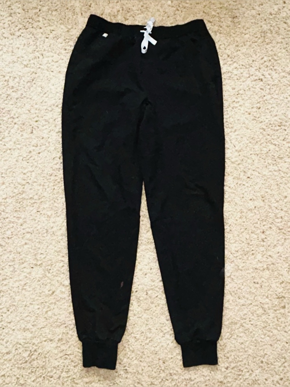 Figs Black Jogger Pants with White Drawcord